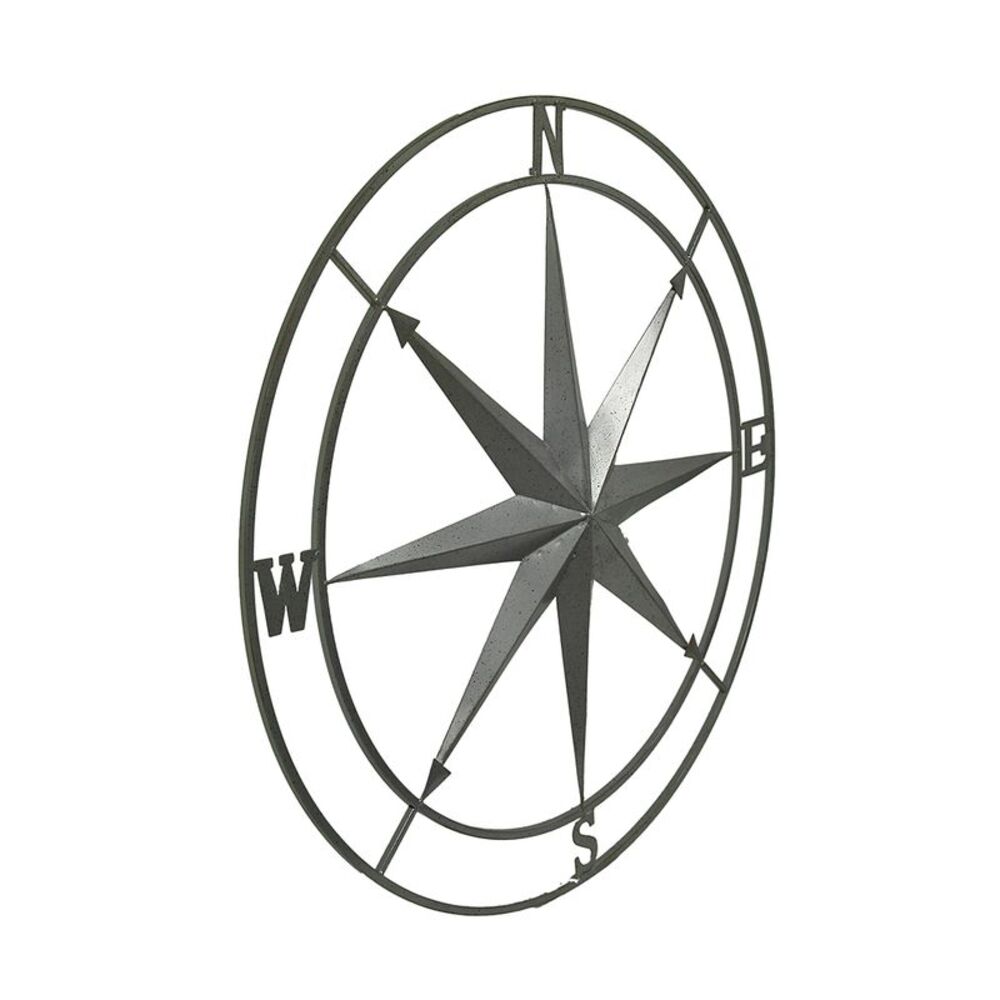 Scratch & Dent Galvanized Zinc Finish Metal Compass Rose Wall Hanging 36 Inch - Picture 2 of 6
